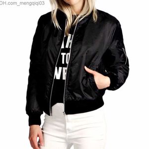 Women's Jackets Wholesale- Womens Ladies Classic Padded Bomber Jacket Vintage Zipper Up Biker Coat Female Basic Coats Black Red Army Green casaco feminino Z230818