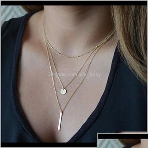 Pendant Necklaces European Simple Mti Layers Tassels Bar Coin Clavicle Chains Charm Womens Fashion Jewelry Colar One Direction 8Kapi D Dhw18