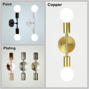 Wall Lamp Beside Color Fixture Creative Lighting Home Light Double Quality Decoration Sconce Metal Brushed Head Minimalist