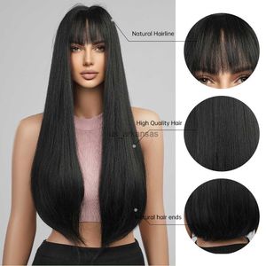 Parrucche sintetiche Eashair Lunga parrucche sintetiche dritte setose con scoppi neri cosplay lolita parrucca per capelli giornaliera per le donne africane resistenti al calore HKD230818