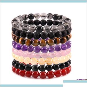 Straski z koralikami 8 mm kamienek naturalny Bransoletka Kryształ ametyst Turkusowe Tiger Bracelets dla kobiet mężczyzn Mężczyzn biżuterii mody i dhlwr