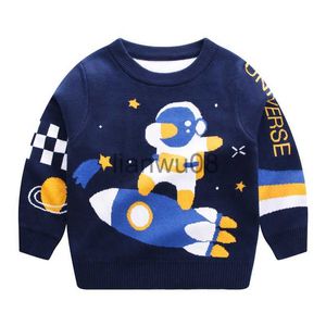 Pullover Nowy sweter z dzianiny jesienne ubrania dla chłopców w Sweter zimowy ciepły wełniany sweter dla 27 -letnich dzieci SWEAT SWEAT BABY TOP x0818