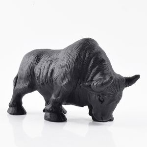 Decorative Objects Figurines 120mm Natural Stone Black Obsidian Handmade Carved Cattle Animal Statue Crystal Craft Gift Home Decoration 1pcs 230817