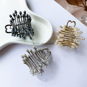 Delicate Pearls Metal Hair Clip for Girls 2023 Summer High Ponytail Holder Hair Claw Hairpin Grab Clips Accessories