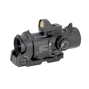 Linheira tática 4x DR Dual Rifpe Rifle Hunting 1x-4x Red Illuminated Mil-Dot Optics com Micro Red Dot Reflex Sight Fit 20mm Weaver Picatinny Rail