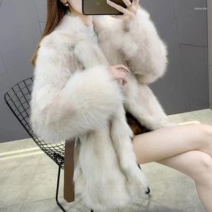 Women's Fur High-end Collar Coat 2023 Winter Parka Haining Mid-Long Jacket Faux Ladies Belt Fashion