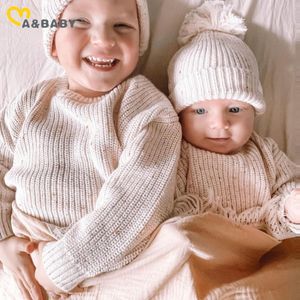 Pullover MA BABY 06Y طفل طفل رضيع الأطفال الأولاد الفتيات سترة دافئة ملونة بقع طويلة الأكمام جولة الرقبة في الخريف خريف الشتاء 230817