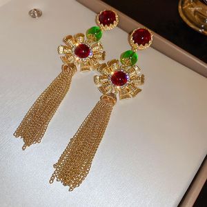 Kolczyki Dangle 2023 Korean Flower Long frędzle elegancka prosta biżuteria damska