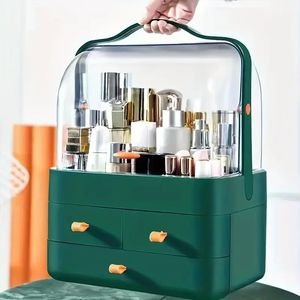 1pc Cosmetic Storage Box, Drawer Type Dustproof Storage Rack, Large Capacity Makeup Organizer, Multi-grid Multifunctional Skin Care Products Organizer Box