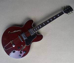 Semi-Hollow Body Wine Red Electric Guitar med Chrome Hardware Erbjudande Logotyp/färg Anpassa
