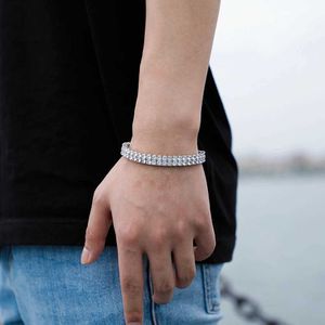 Verklig anpassning 10mm två rad fina smycken VVS Lab Diamond 925 Sterling Silver Moissanite Tennis Armband