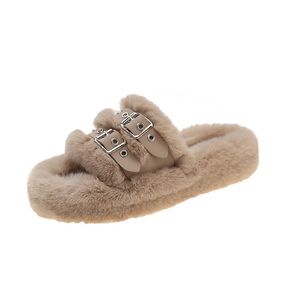 Women Winter Home Autumn Free Shipping Warm Winter Cotton Slippers Belt Buckle Wood Floor Breathable Wear-resistant Outdoor Shoes