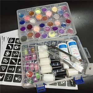 Temporary Tattoos 45 Color Powder Shimmer Glitter Kit For Tattoo Body Kids Face DIY Nail Art Decorate Phone 2308017