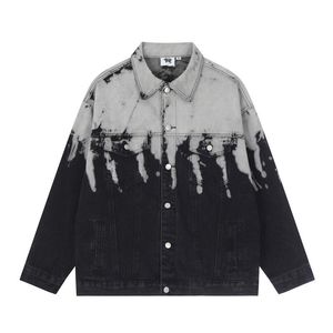 Mensjackor Spring Autumn Overdimensionerad Hip Hop Denim Jacket Hi Street Tie Dye Jeans Coat Löst Fit Y2K Outerkläder för hane 230817