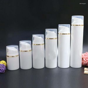 Storage Bottles 30ML50ml80ml100ml120ml150ml White Plastic Airless Bottle Silver Rim Lotion Emulsion Serum Essence Gel Toner Foundation