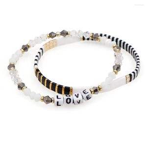 Charm Bracelets Yastyt Modepaar Schmucksets Zebra Miyuki Tila Perlen Kristallklares Buchstaben für Frauen Liebhaber Schmuck