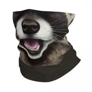 Bandanas Funny Animal Raccoon Winter Headband Neck Warmer Women Men Ski Camping Tube Scarf Trash Panda Racoon Face Bandana Gaiter