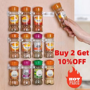 Matlagringsorganisation sätter Spice Rack Wall Mount Kitchen Organizer Sässmak Botthållare Hängande burkar Clip Cabinet 230817