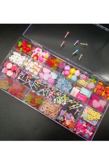 Декорации ногтей, одна коробка дизайн Kawaii аксессуары смола Charms Flower Gummy Bear Cnady 3D S 230816
