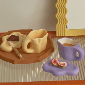 Kubki Floriddle Ceramic Kubek z pucharami kawy i spodki Home Office Pup Puchar Koreański Talerz 230817