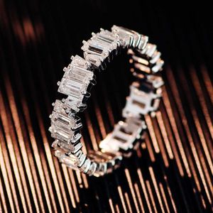 Unik Baguette Cut Eternity Wedding Band Def VVS Moissanite Silver 10K 14K 18K Gold Diamond Ring Custom Jewelry