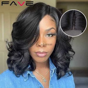 Synthetic Wigs FAVE Loose Body Wave Curly Synthetic Bob Wig Side Part Lace Wigs For Black White Woman Cosplay Party Daily Heat Resistant Fiber HKD230818