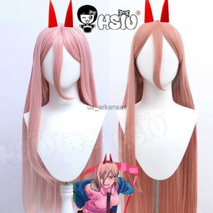 Syntetyczne peruki Power Cosplay Peruka Anime Sbajnów Man Cosplay Hsiu Pink Orange Sexy Seksowne włosy Wierga syntetyczna+darmowy prezent na nakrycia głowy+Wig Cap HKD230818