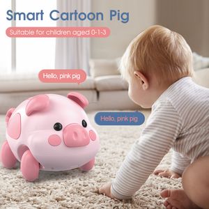 Electric RC Animals Smart Remote Control Piggy Kid Aprenda a escalar e tocar música Touch RC Robot Pig Pink Toys For Boys Girls Filds S de Gift 230818