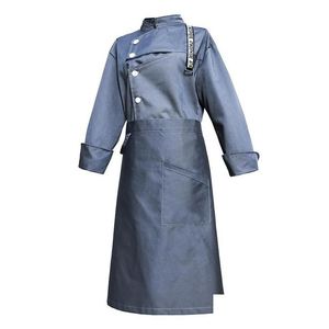 Aprons Chef Work Uniform Suit Long-Sleeved Catering El Western Restaurant Tooling Men And Women Clothes Trend Good Goods Drop Delivery Dhjxo