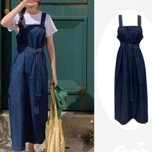 Abiti casual 2023 Summer Preppy Style Denim Abito Domande Donne Small Fresh Lace Up A-Line