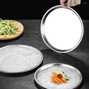 Dinnerware Sets Stainless Steel Cold Skin Plate Snack Tray Holder Dish Round Portable Container