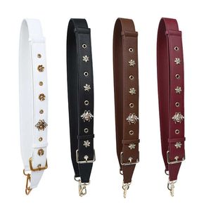 New Wide Shoulder Belt Little Bee Women's Bag Accessories Bag Belt Cowhide Single Shoulder Belt Multi Adjustable Diagonal Bag Belt 230815