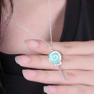 Designer's Brand Lollipop Necklace 925 Sterling Silver Plated 18K Gold Creative Candy Key Pendant Chain