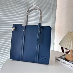 Luxurious Khaki blue Genuine leather Tablet bag schoolbag Briefcase top quality mens business Document case tote handbag M51308 L luxury designer Messenger bag