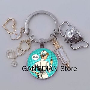 Key Rings Doctor Keychain Cartoon Lady Nurse Medical Tool Ring Injection Needle Stethoscope Cap Mask Gift Diy Jewelry Drop Delivery Smtgz