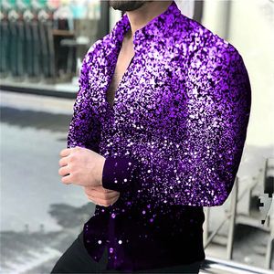 Herren lässige Hemden Herbst Herum Herren Gold Ruby 3D Printed Casual Shirt Hawaii Straße Strickjacke Highend Long Sleeve Party Ball Formal 230818