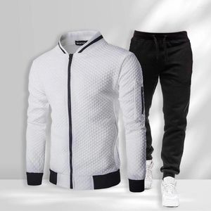 Men's Tracksuits Men Jacket Calças Conjunto de esportes elegantes para atividades ao ar livre Stand colar zíper cintura elástica Running