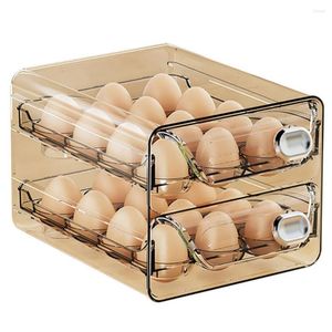 Storage Bottles Transparent Refrigerator Egg Tray Capacity Double Layer Container With Timer Scale Space-saving
