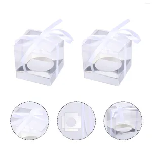 Nehmen Sie Container Transparent Cake Box mit Ribbon-12-pcs Clear Boxen Bäckerei Verpackungsträger Deckel Cookie Display Pack Silber