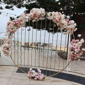 Candle Holders No Table)No Flowers)Wholesale Party Decoration Gold Round Backdrop Stainless Steel Circle Wedding Stand AB0912