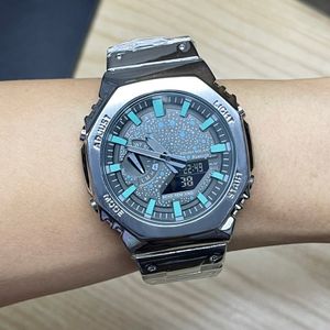 Full-featured Brand Wrist Watches LED Dual Display Men Women Casual Sports Steel Metal Electronic Analog Digital Waterproof Full Logo SHOCK GA GM Clock