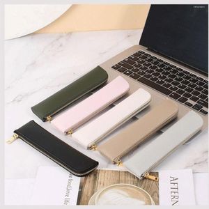 Long Pencil Case Waterproof PU Leather Gift Tablet Pen Protective Small Makeup Brush Pouch Convenient For Storing 19cm