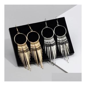 Dangle Chandelier Idealway Bohemian Fashion Bronze Alloy Hoop Brown Beads Chains Tassels Feather Earrings For Women Jewelry Gift Dhb Dhndz