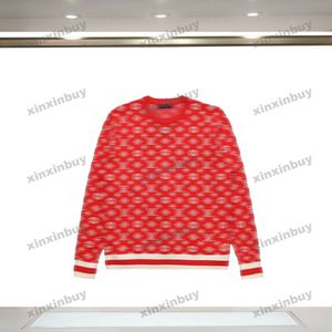 xinxinbuy mężczyzn Women Designer Bluza List kwiatowy Jacquard Sweater żółty czarny czerwony czerwony xs-xl