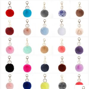 Keychains Baços 37 Cores 8cm Imita o Keychain de pom pom de pom pom de coelho