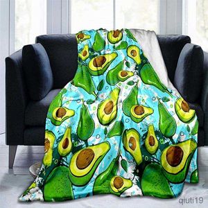 Cobertores Comfort Flannel Clante de frutas fofas abacate estampado de pelúcia manta de manta de mancha lã Fuzzy Sofá de sofá de cama Tamanho gêmeo R230819