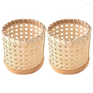 Hooks 2X Rattan Chopsticks Storage Handmade Spoon Organizer Holder Pen Pencils Organization Vase Support