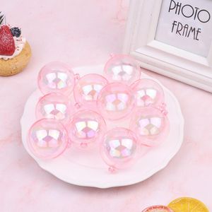 Świąteczne zapasy 10pcs 3/4/5/6 cm Bubble Balls Cake Topper Clear Pink Plastic Ball Decor Świąteczne przyjęcie urodzinowe Ozdoby do pieczenia