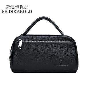 Wallets Feidikabolo Men Genuine Leather Purse Double Zipper Cowhide Leather Wallet Men's Handy Bags Portable Male Purses Carteira