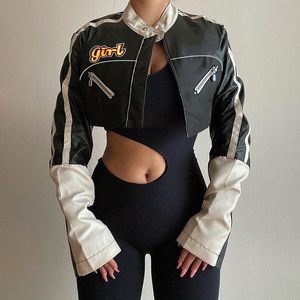 Giacche da donna Streetwear Women Women Peatro Biker Shorts Letterman Cyber ​​Y2K Racing Bomber Ramoidery Vesto da baseball Capplette Baseball 230818